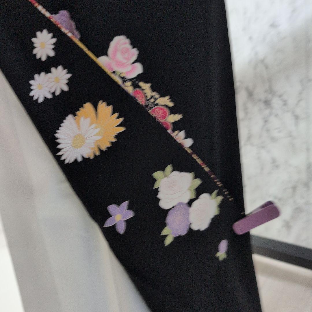 ＊you＊京都染織黒留め袖正絹豪華なお花柄同八掛けハジックガード付き4点