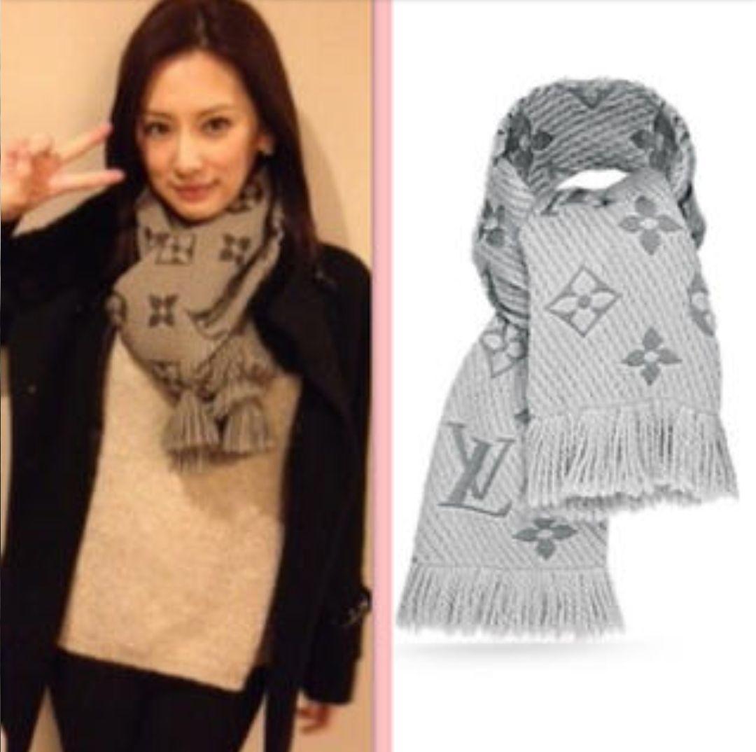 本日限定価格ルイヴィトンエシャルプ ロゴマニアマフラー珍しいブラックに近いグレー