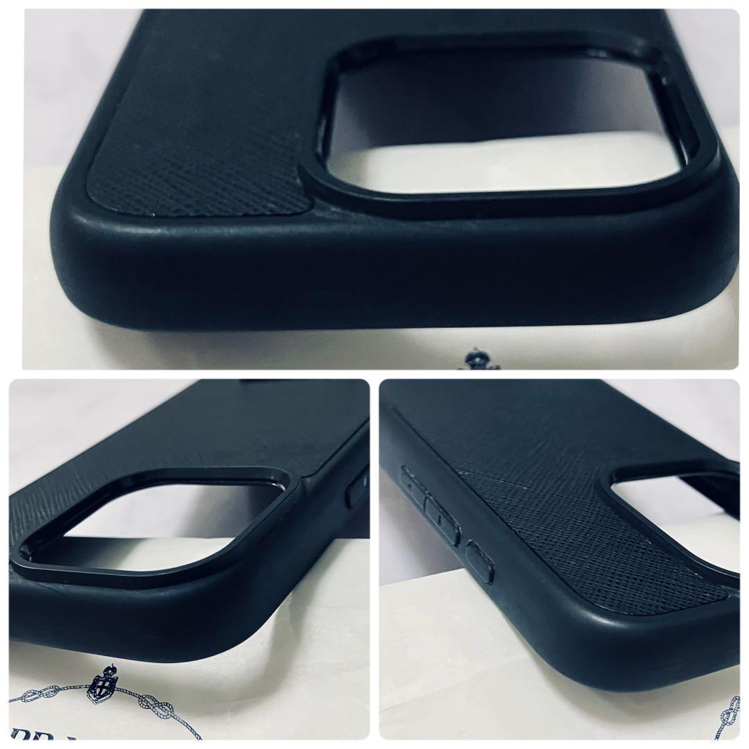 PRADA iPhone15Pro用 スマホケース 本革 プラダ三角ロゴ 正規品