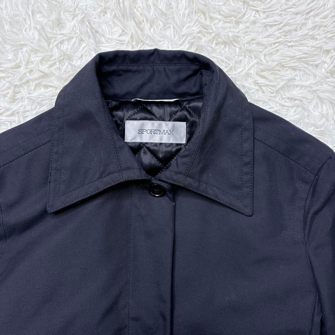 美品 Max Mara ベルテッド ロングコート キルティング L ブラック