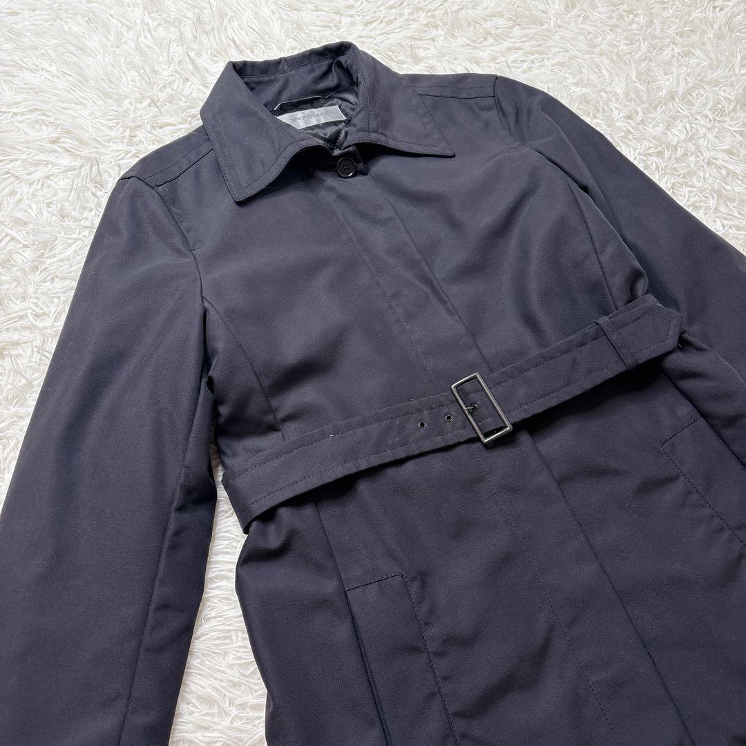 美品 Max Mara ベルテッド ロングコート キルティング L ブラック