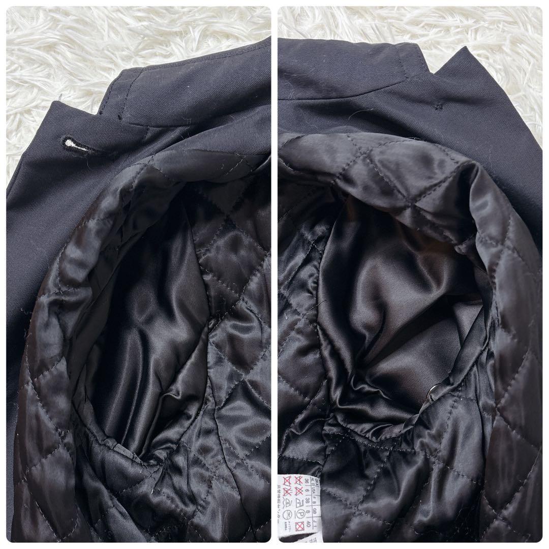 美品 Max Mara ベルテッド ロングコート キルティング L ブラック