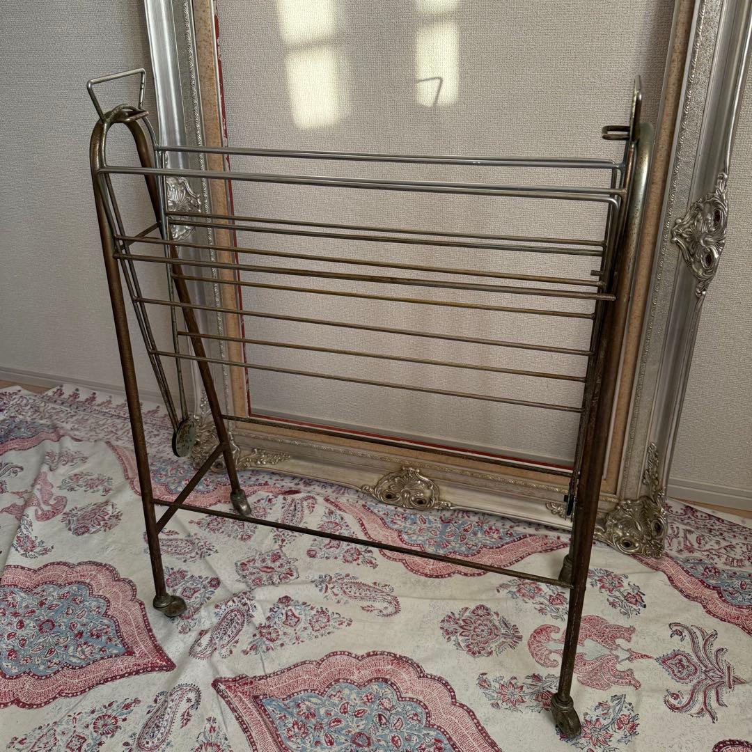 ビンテージ　昭和レトロ　鉄製　物干し　インダストリアル　工業系　シャビー　什器