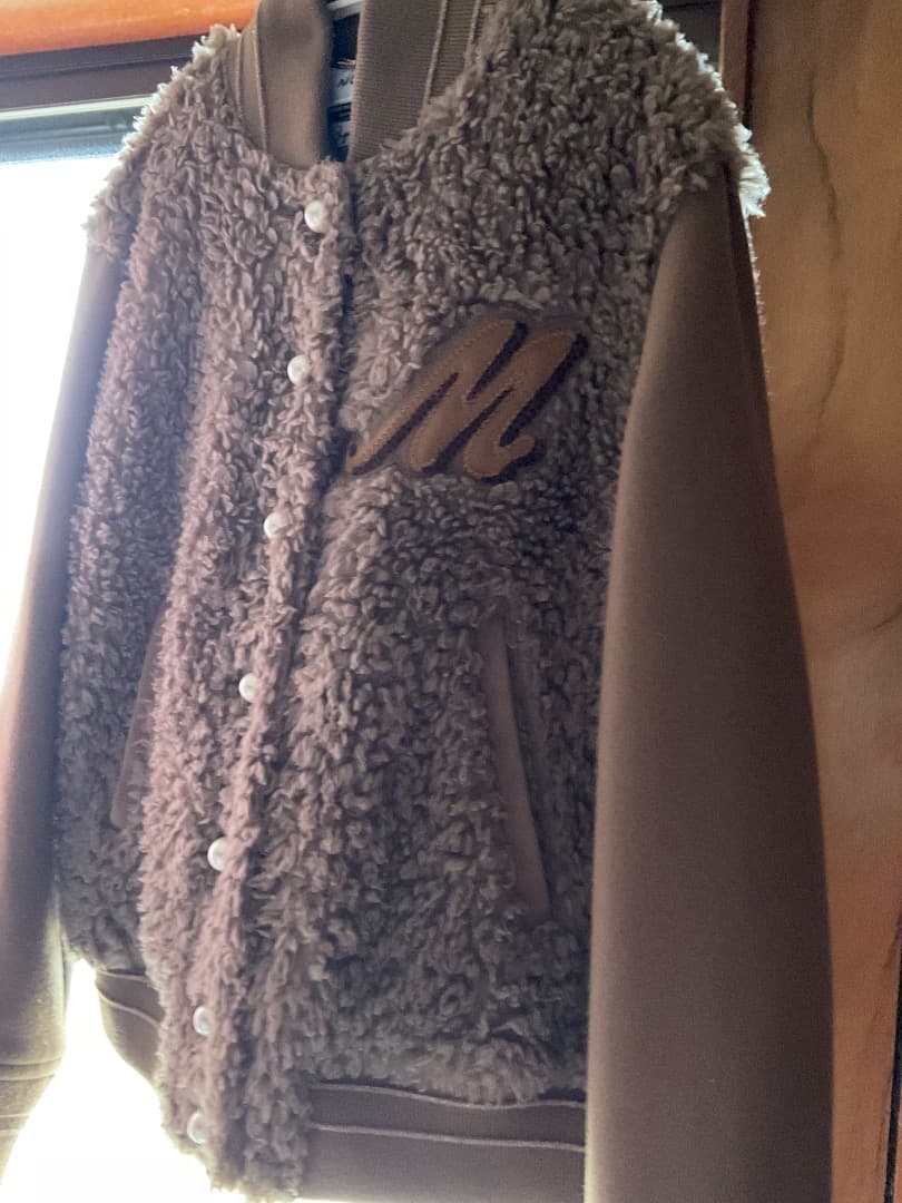 MUVEIL ファー素材 スタジャン ブラウン