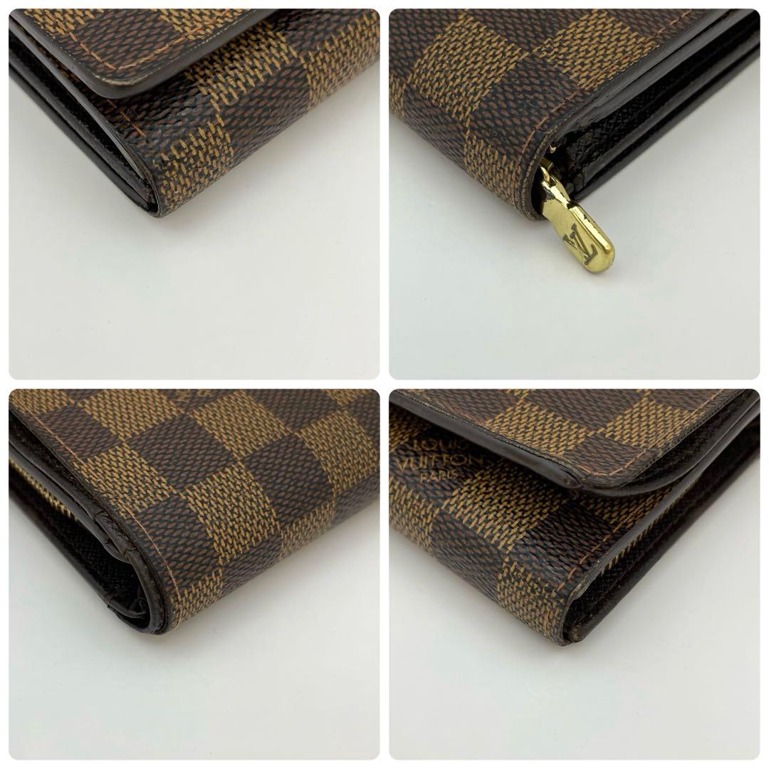ルイヴィトン　折り財布　ブラウン　Ｌ字ファスナー　ポルトモネ　茶色
