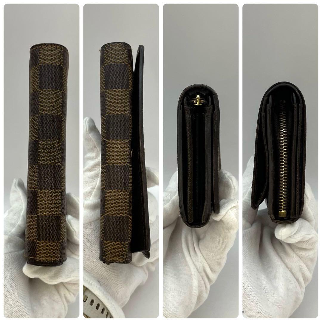 ルイヴィトン　折り財布　ブラウン　Ｌ字ファスナー　ポルトモネ　茶色