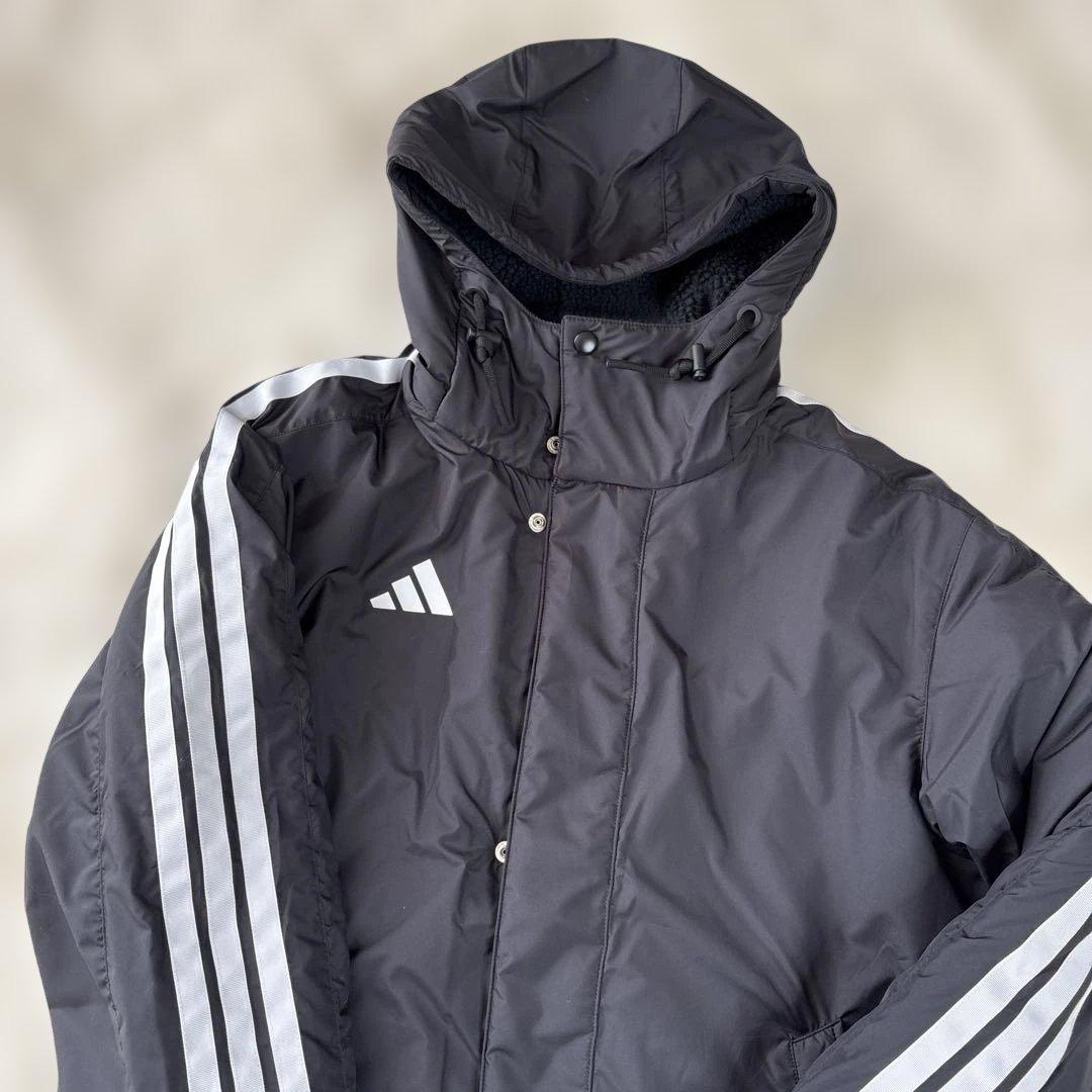 adidas ブラック ベンチコート フリース裏地 ボア M 【極美品】
