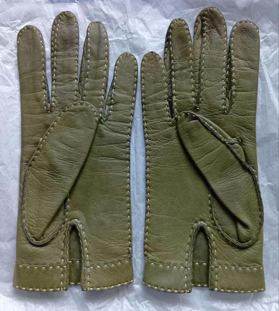 ❀LOEWE ❀オリーブグリーン レザー手袋　サイズ ７1/2