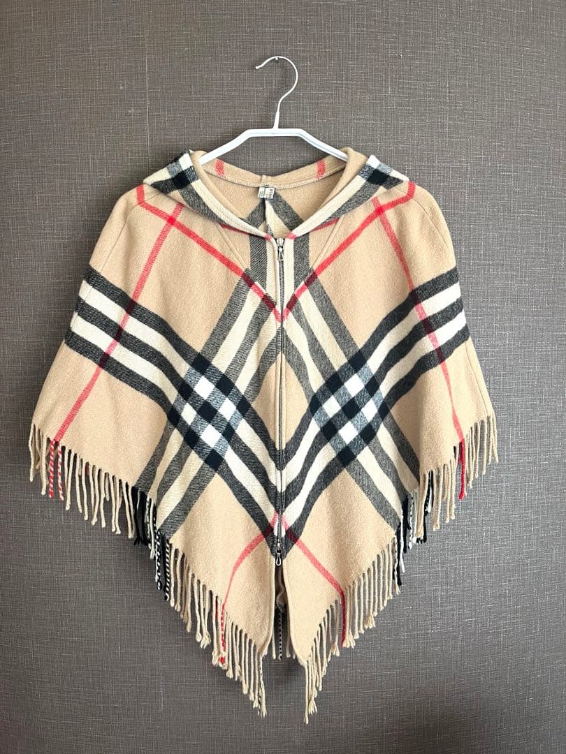 BURBERRY チェック柄 バーバリー　フード付きポンチョ　ケープ　ショール