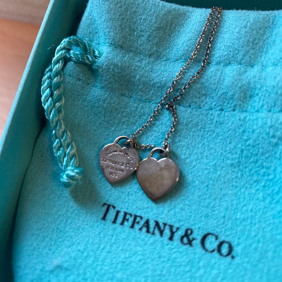 ね*め様 Tiffany & Co. ダブル ハート タグ ペンダント