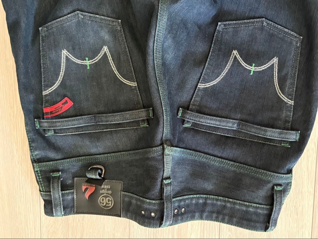 【試着のみ】EDWIN ×56designダークブルー ジーンズ Mサイズ防寒