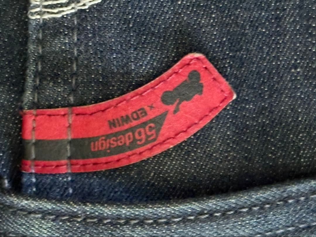 【試着のみ】EDWIN ×56designダークブルー ジーンズ Mサイズ防寒