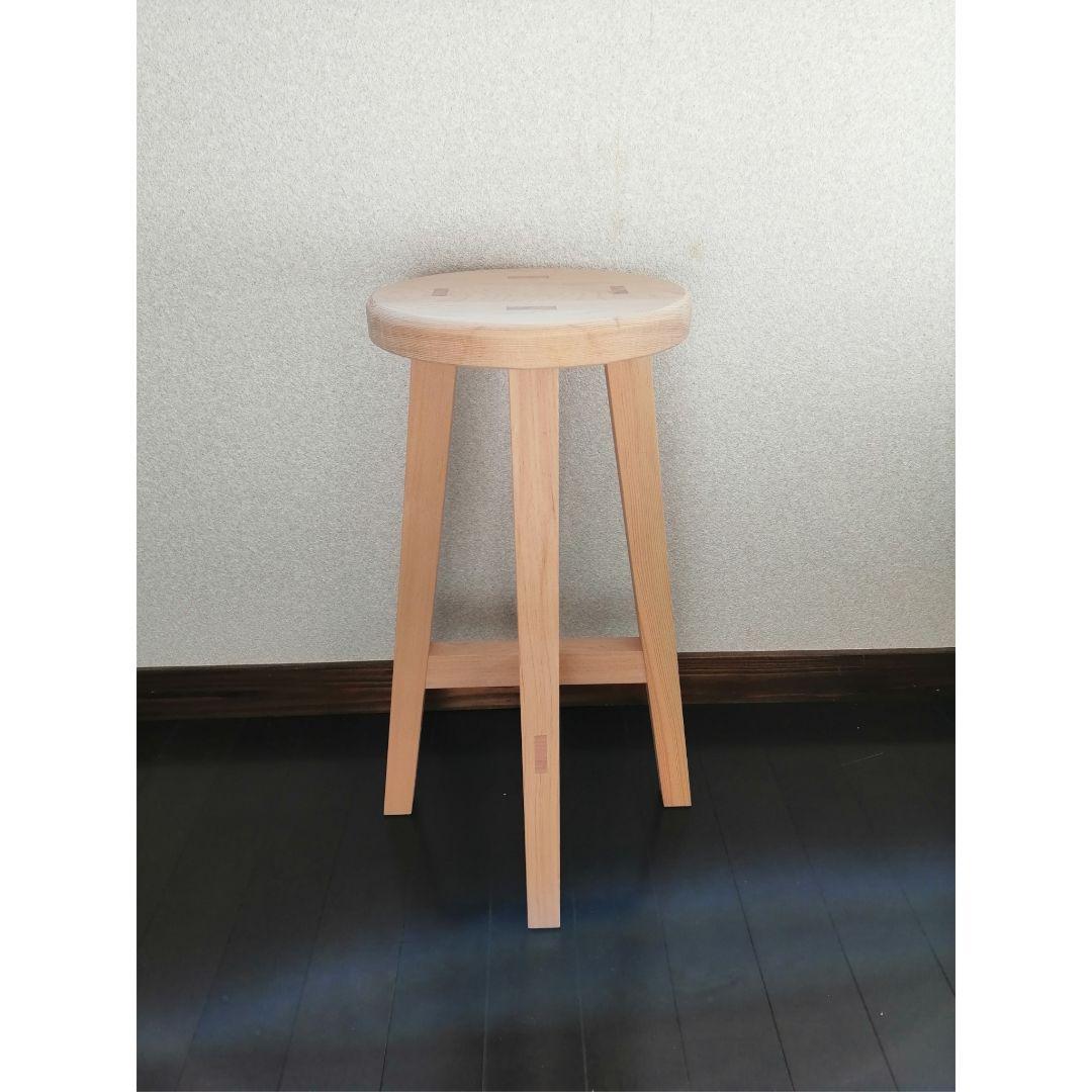 【ほぞ組】木製スツール　高さ70cm　丸椅子　stool