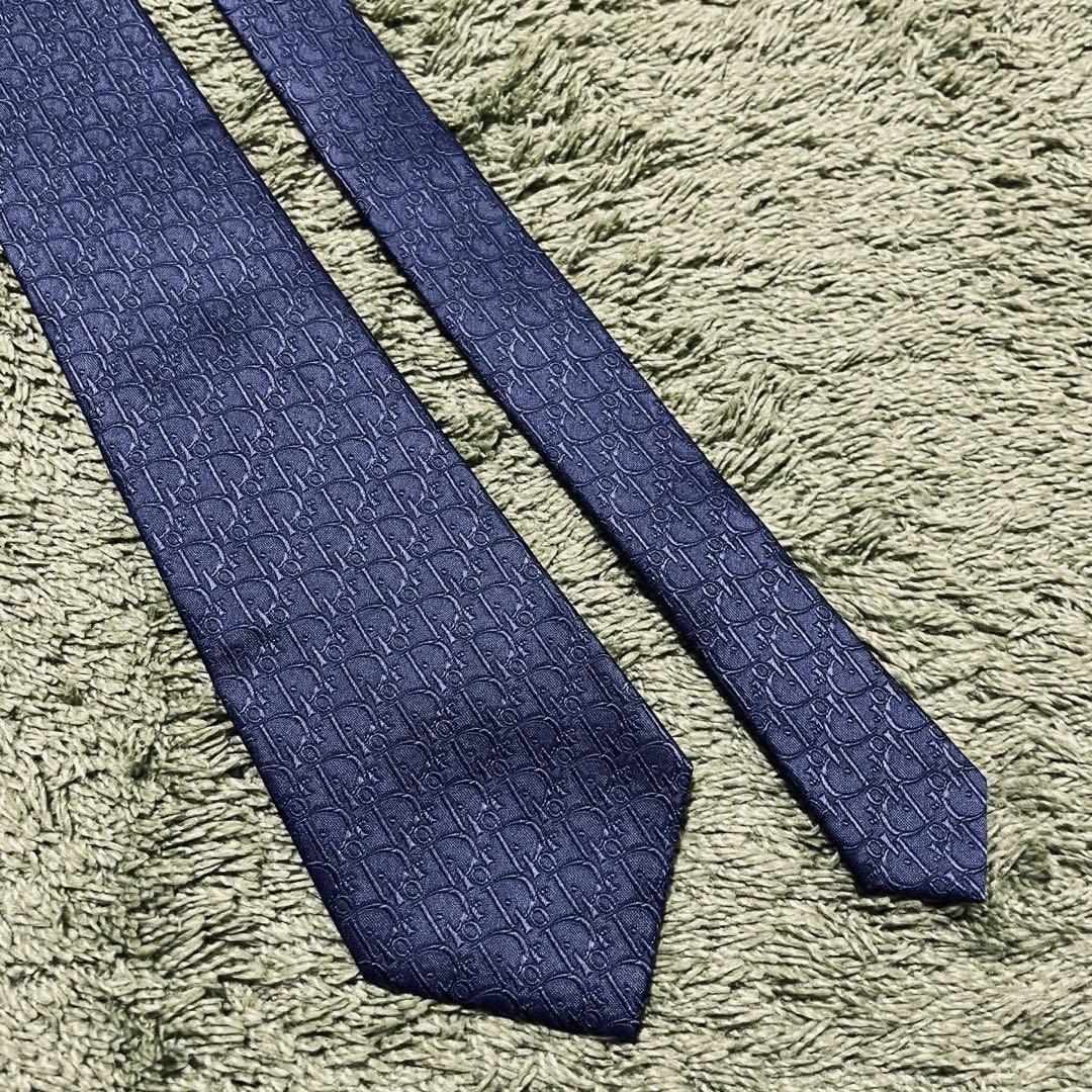極美品) ネクタイChristian Dior ネイビー トロッター