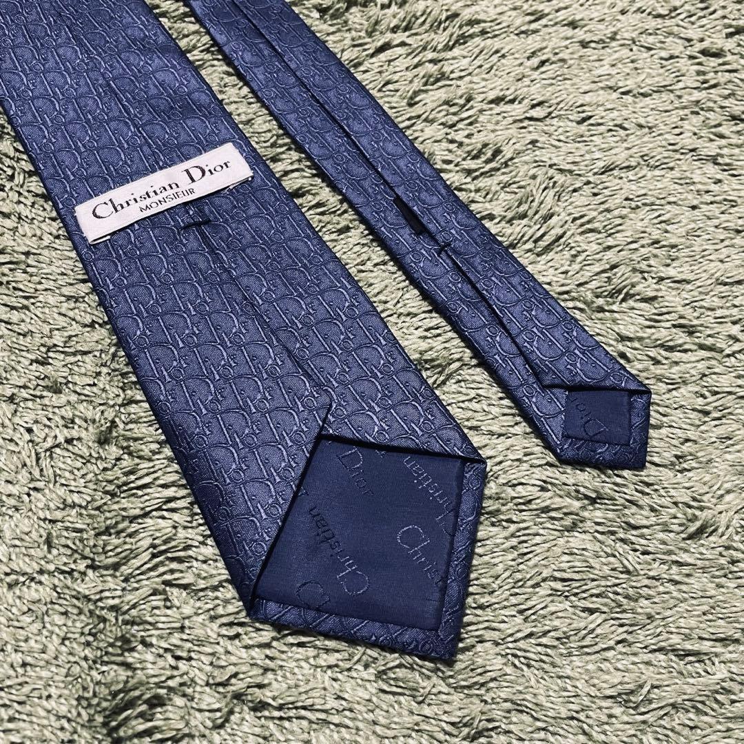 極美品) ネクタイChristian Dior ネイビー トロッター