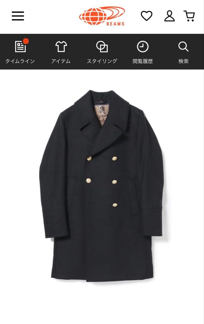 Sealup × BEAMS F / ライトメルトン ロングピーコート 44