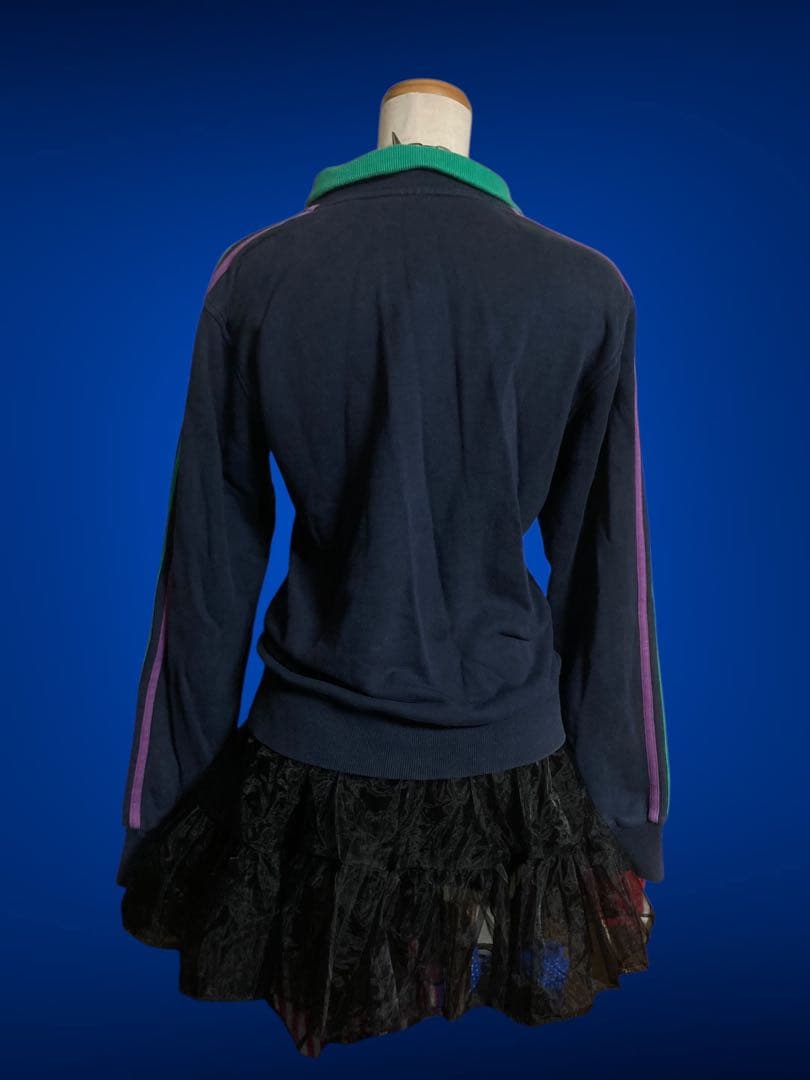 レアデザインadidas3本線 y2k綿トラックジャケットビックロゴグランジ平成