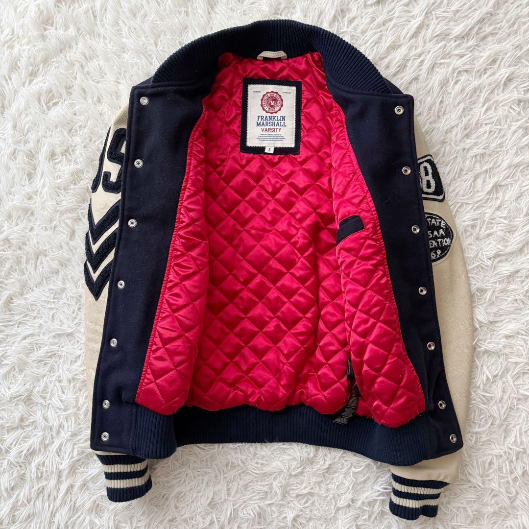 FRANKLIN & MARSHALLスタジャン 牛革 袖レザー ヴィンテージS