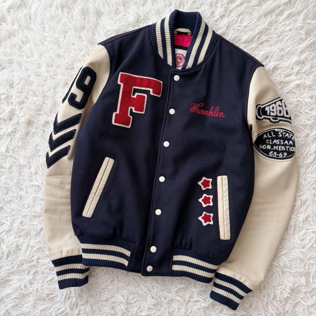 FRANKLIN & MARSHALLスタジャン 牛革 袖レザー ヴィンテージS