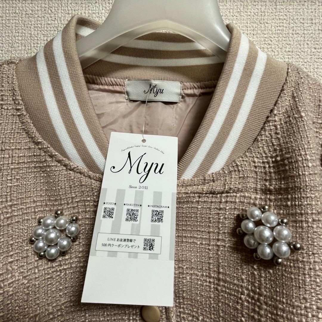 Myu ミュー パールフラワーツイードブルゾン