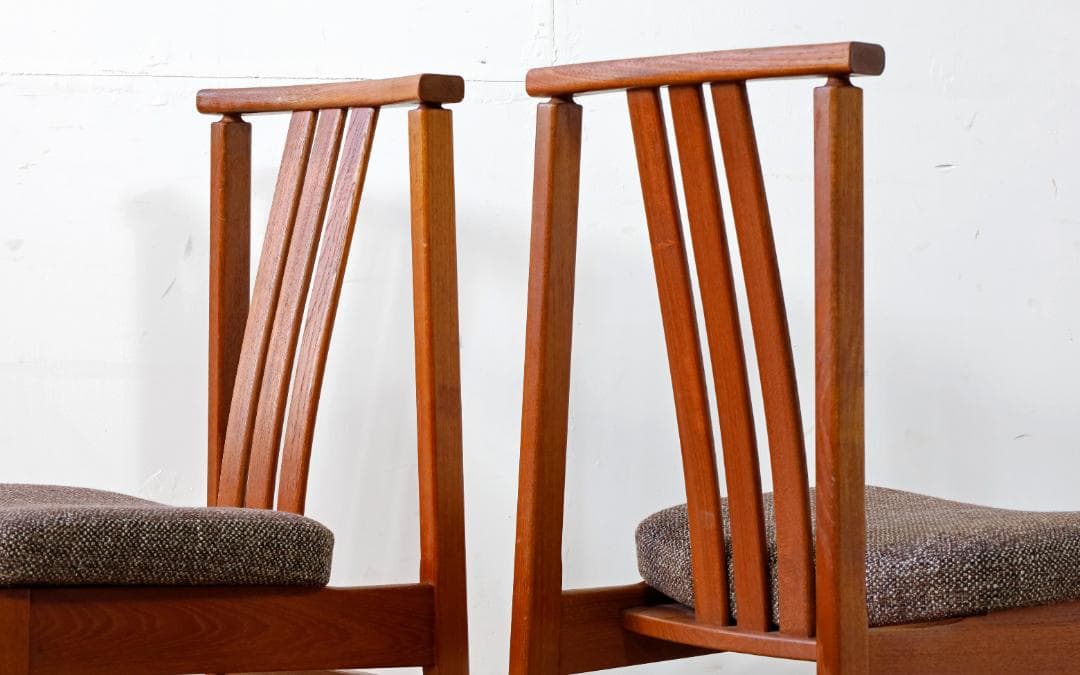 美品 ヴィンテージ チーク無垢材 ハイバックダイニングチェア 1脚分_