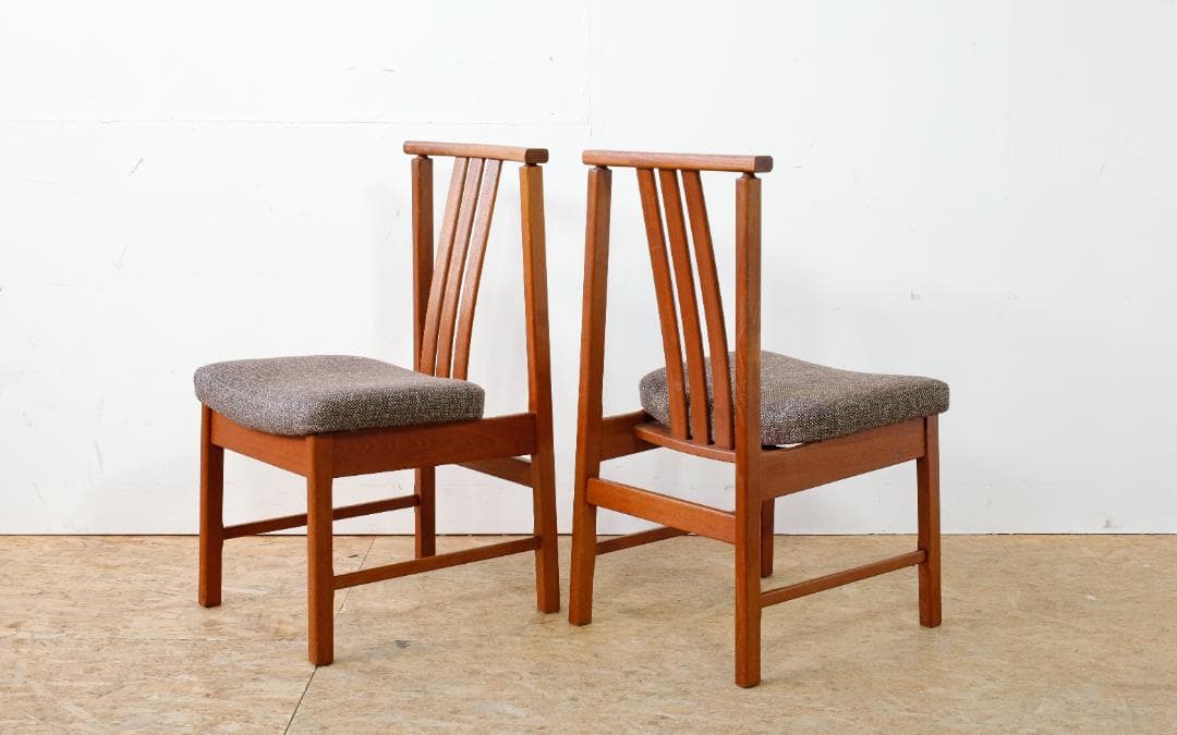 美品 ヴィンテージ チーク無垢材 ハイバックダイニングチェア 1脚分_