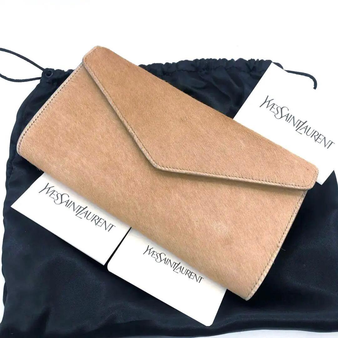 超希少·極美品✨イヴサンローラン リヴゴーシュ ハラコ　クラッチバッグ