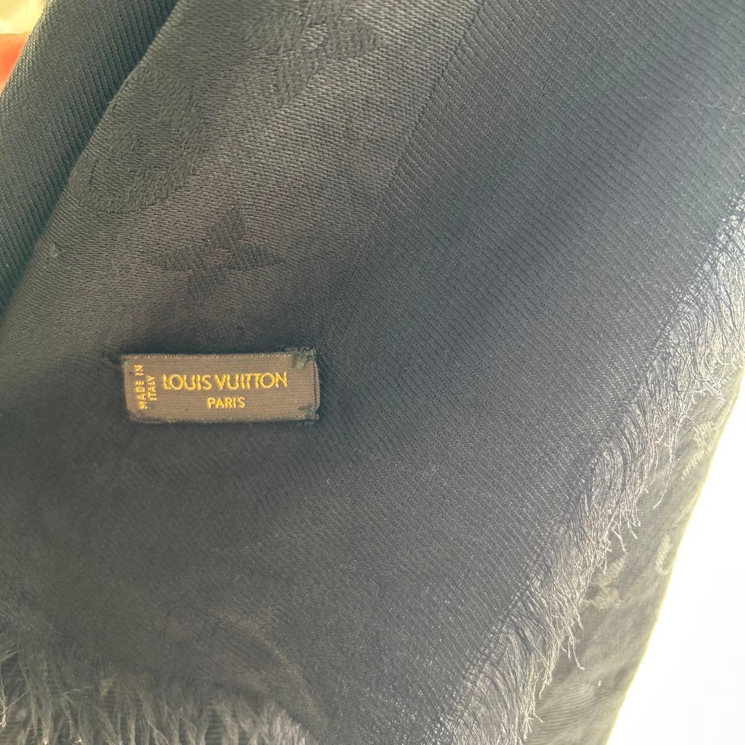 ルイヴィトン モノグラム柄ストール MADE IN ITALY 黒 ブラック