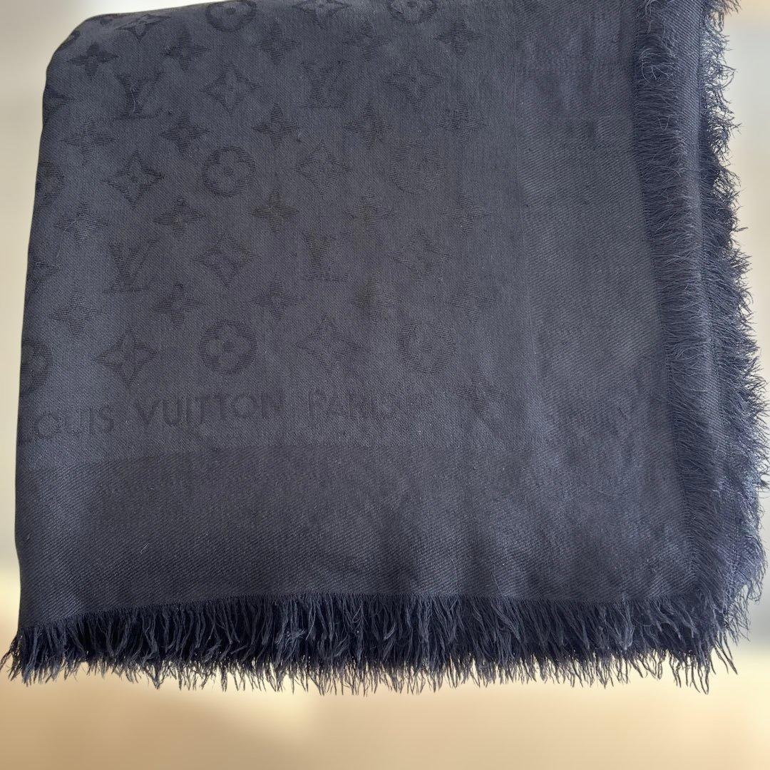 ルイヴィトン モノグラム柄ストール MADE IN ITALY 黒 ブラック