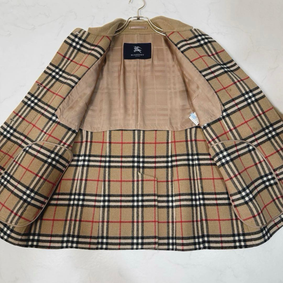 バーバリーロンドン ノバチェック ダブルフェイス ウール カシミヤ コート M