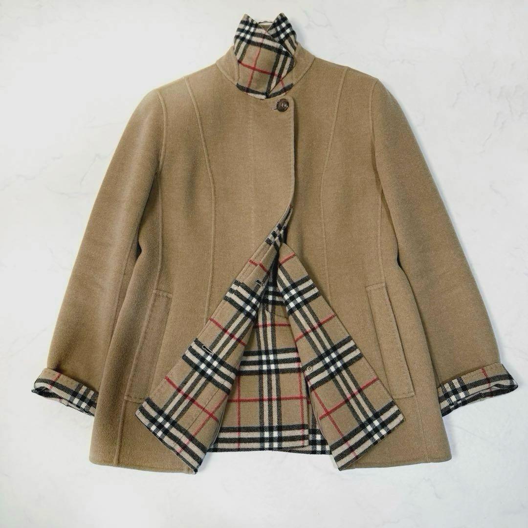 バーバリーロンドン ノバチェック ダブルフェイス ウール カシミヤ コート M