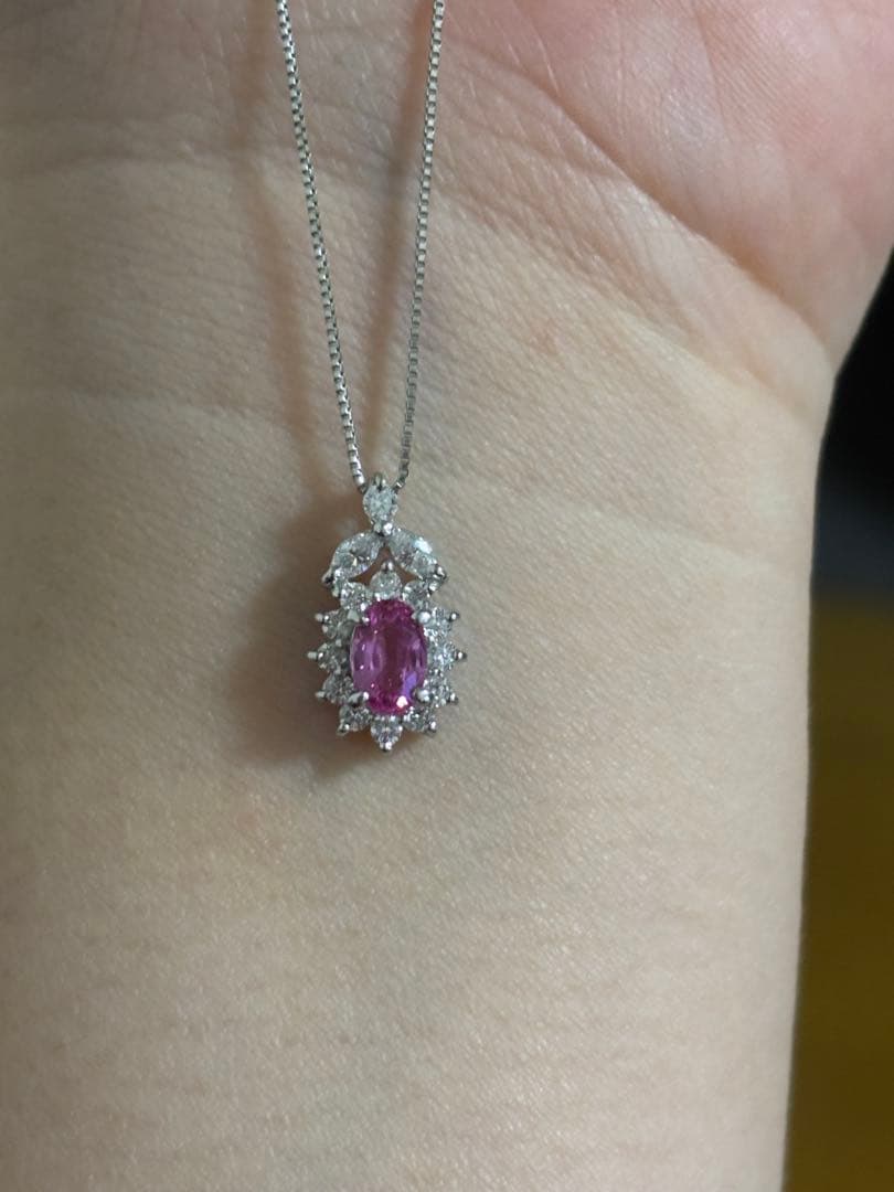 ピンクサファイア　ダイヤモンド　ペンダントヘッド　PT900