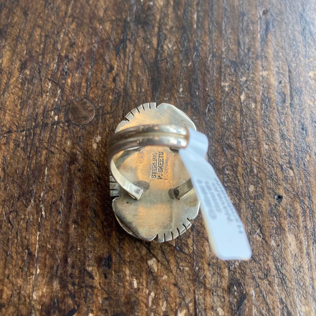 新品 インディアンジュエリー ナバホ ギルバートスミス インレイ シルバーリング