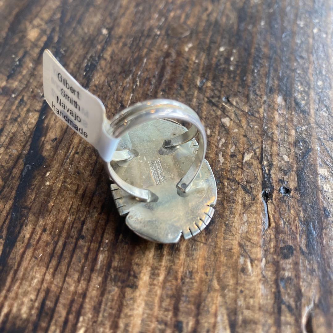 新品 インディアンジュエリー ナバホ ギルバートスミス インレイ シルバーリング