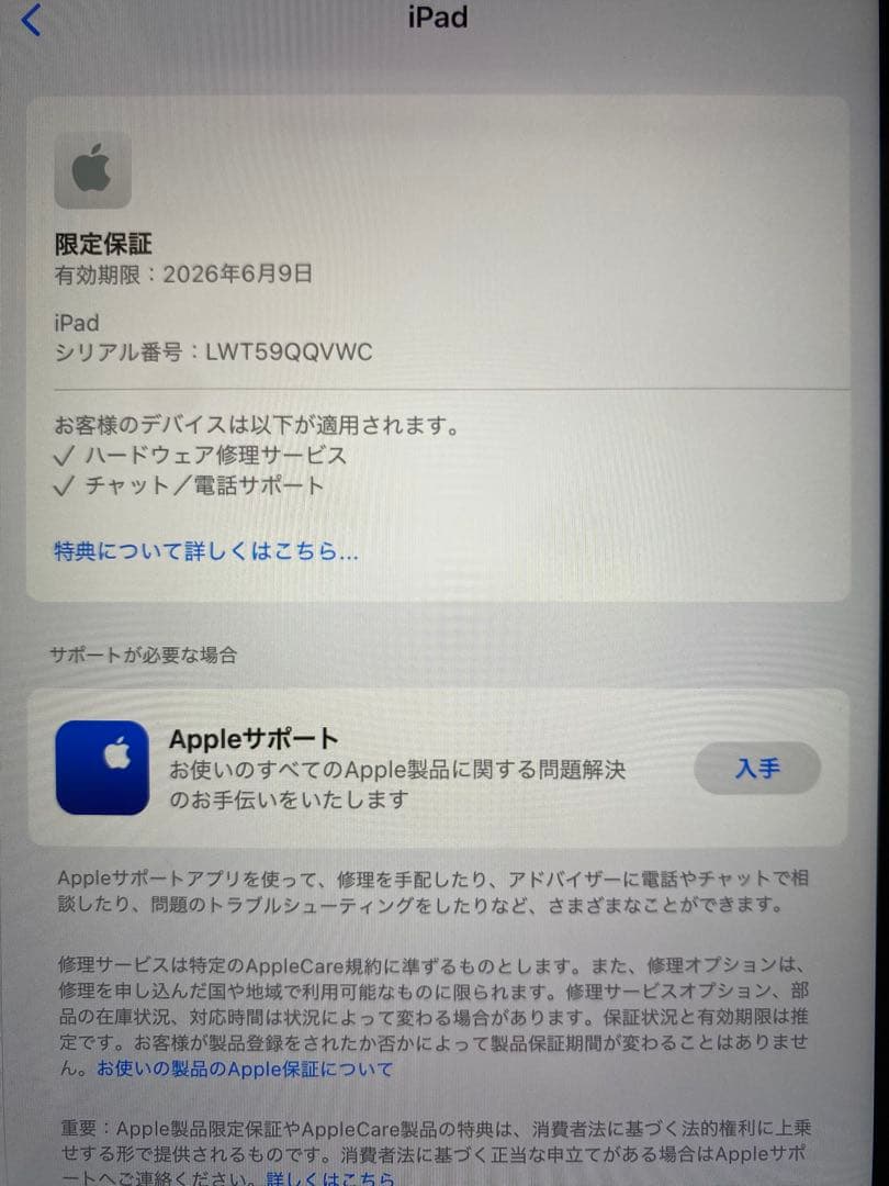 iPad本体 （A16） 128GB Wi-Fi
