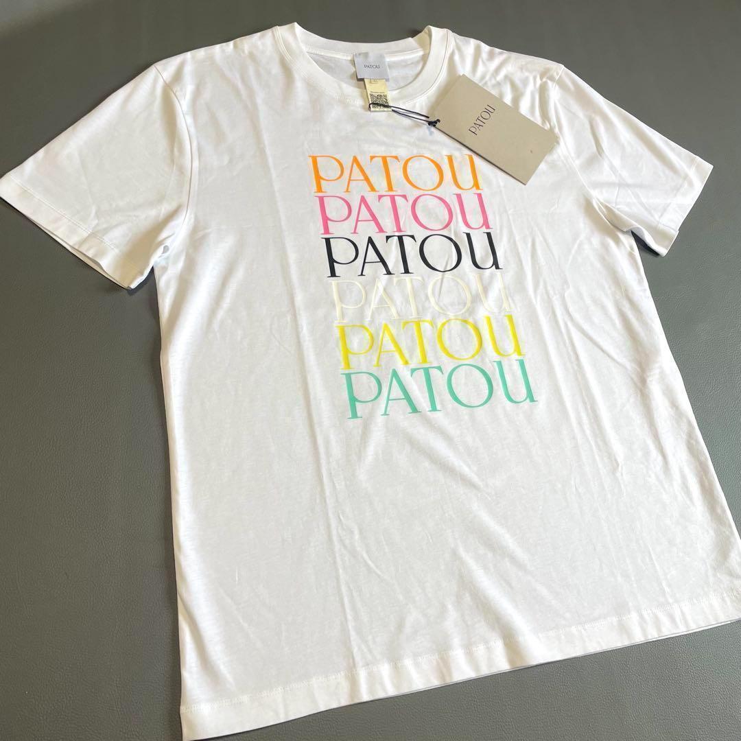 新品タグ付き【PATOU】Tシャツ オーガニックコットン ロゴ カラフル L 白