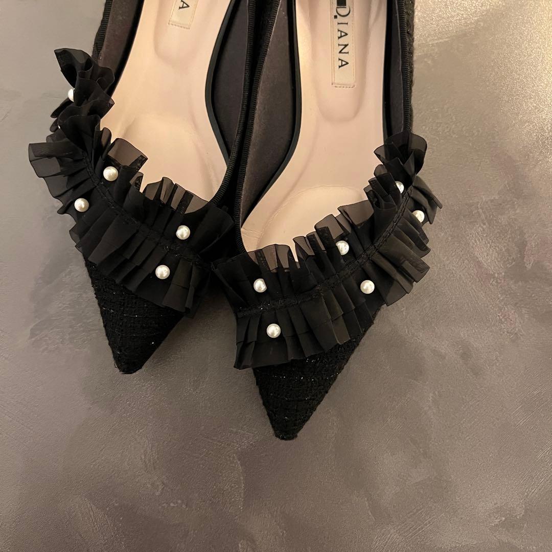 DIANA フラットシューズ オケージョン パーティーフォーマル フリル