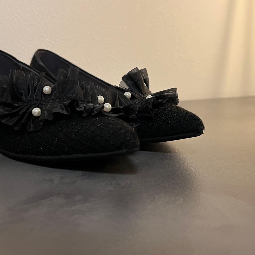 DIANA フラットシューズ オケージョン パーティーフォーマル フリル