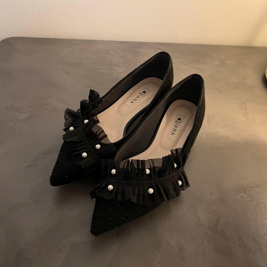 DIANA フラットシューズ オケージョン パーティーフォーマル フリル