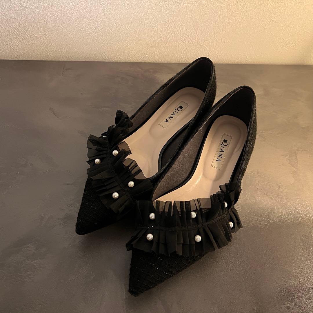 DIANA フラットシューズ オケージョン パーティーフォーマル フリル