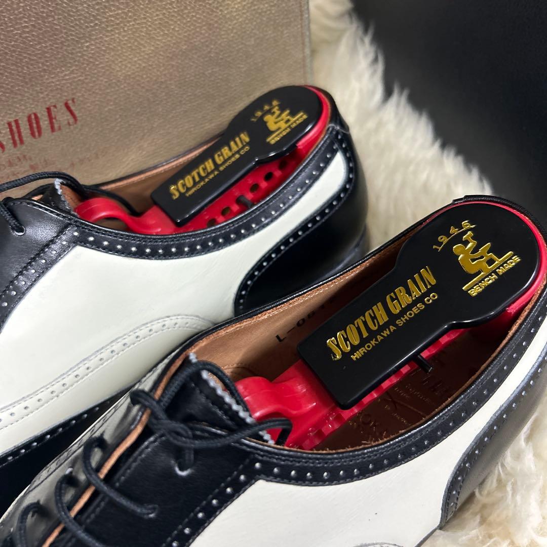 新品未使用　スコッチグレイン バイカラー ウイングチップ 白 黒　25.5