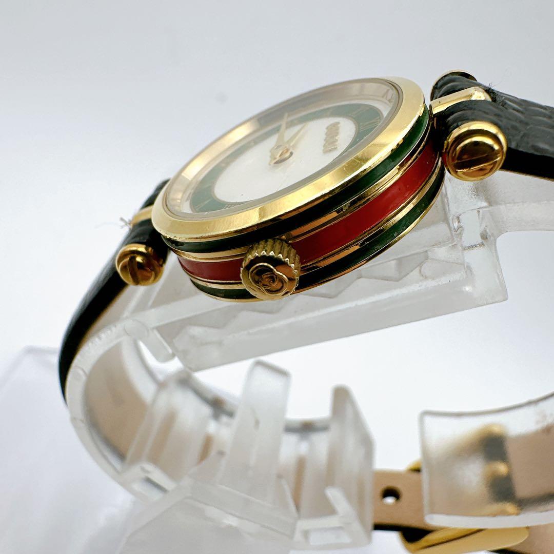 美品 稼動 GUCCI グッチ 2040L レディース腕時計 グリーン ゴールド