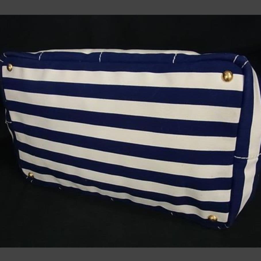 PRADA カナパ トートバッグ サイドに三角ロゴプレート有 ストライプ 本物