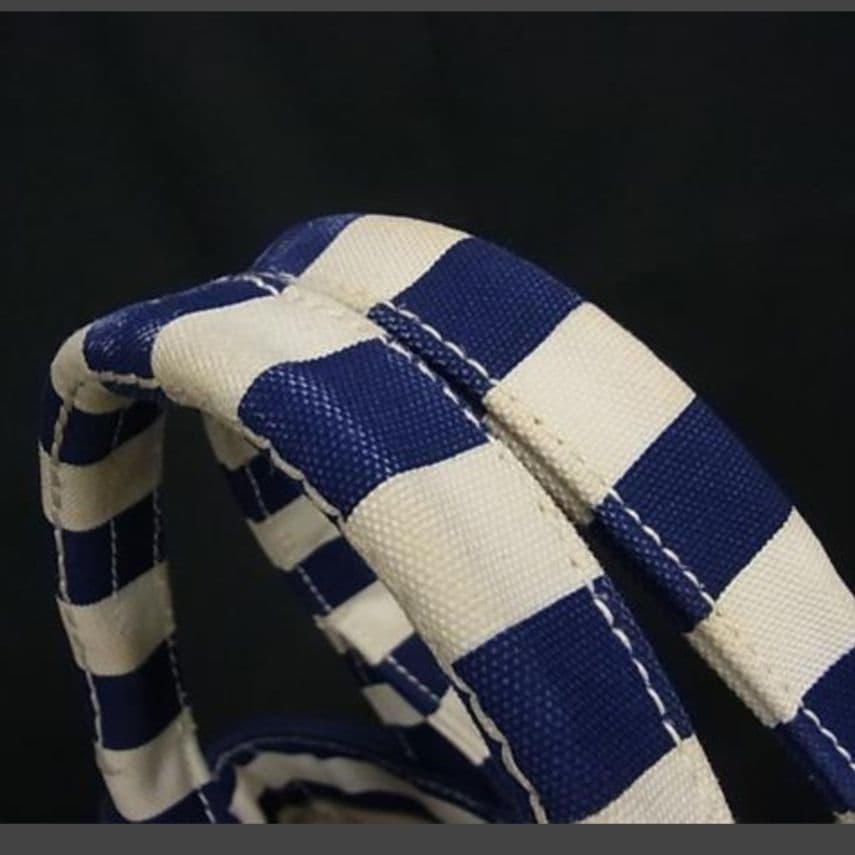 PRADA カナパ トートバッグ サイドに三角ロゴプレート有 ストライプ 本物