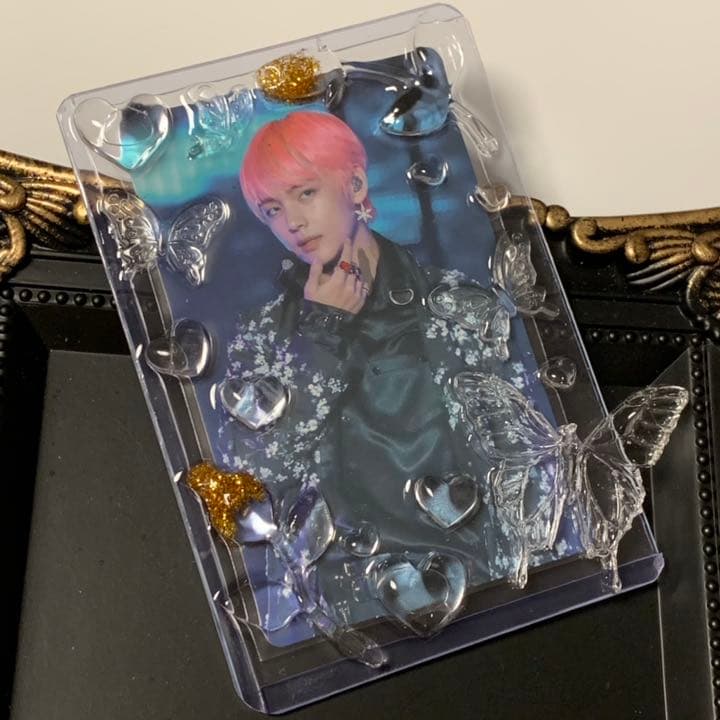 【蕾のラメ色増えました】トレカケース デコ 硬質ケース レジン ハンドメイド