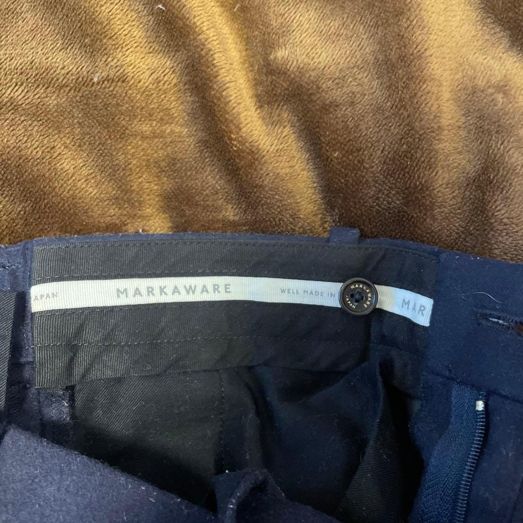 MARKAWARE オーガニックウール タックパンツ ネイビー
