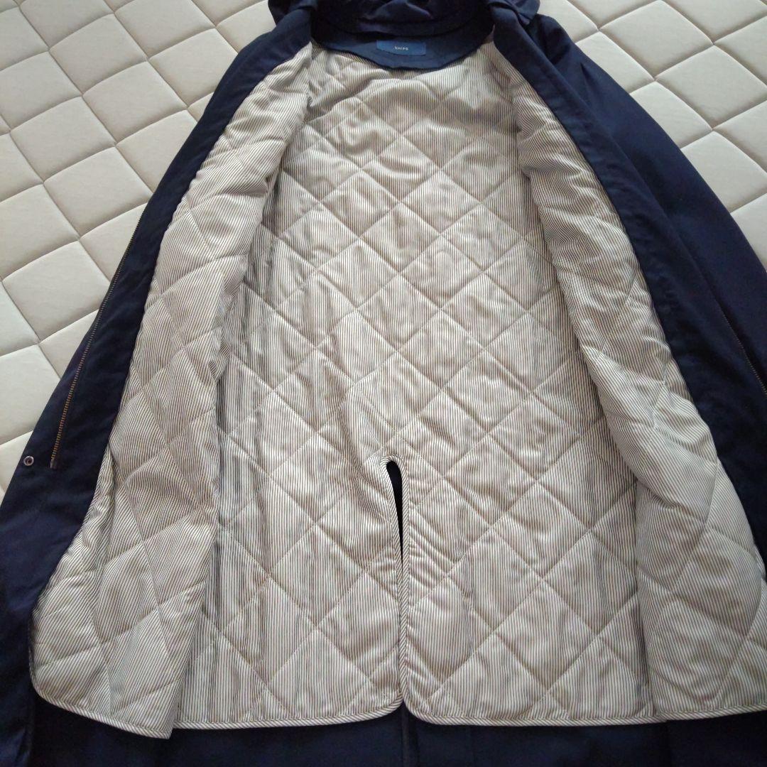 【美品】SHIPS ネイビー フード付きトレンチコート