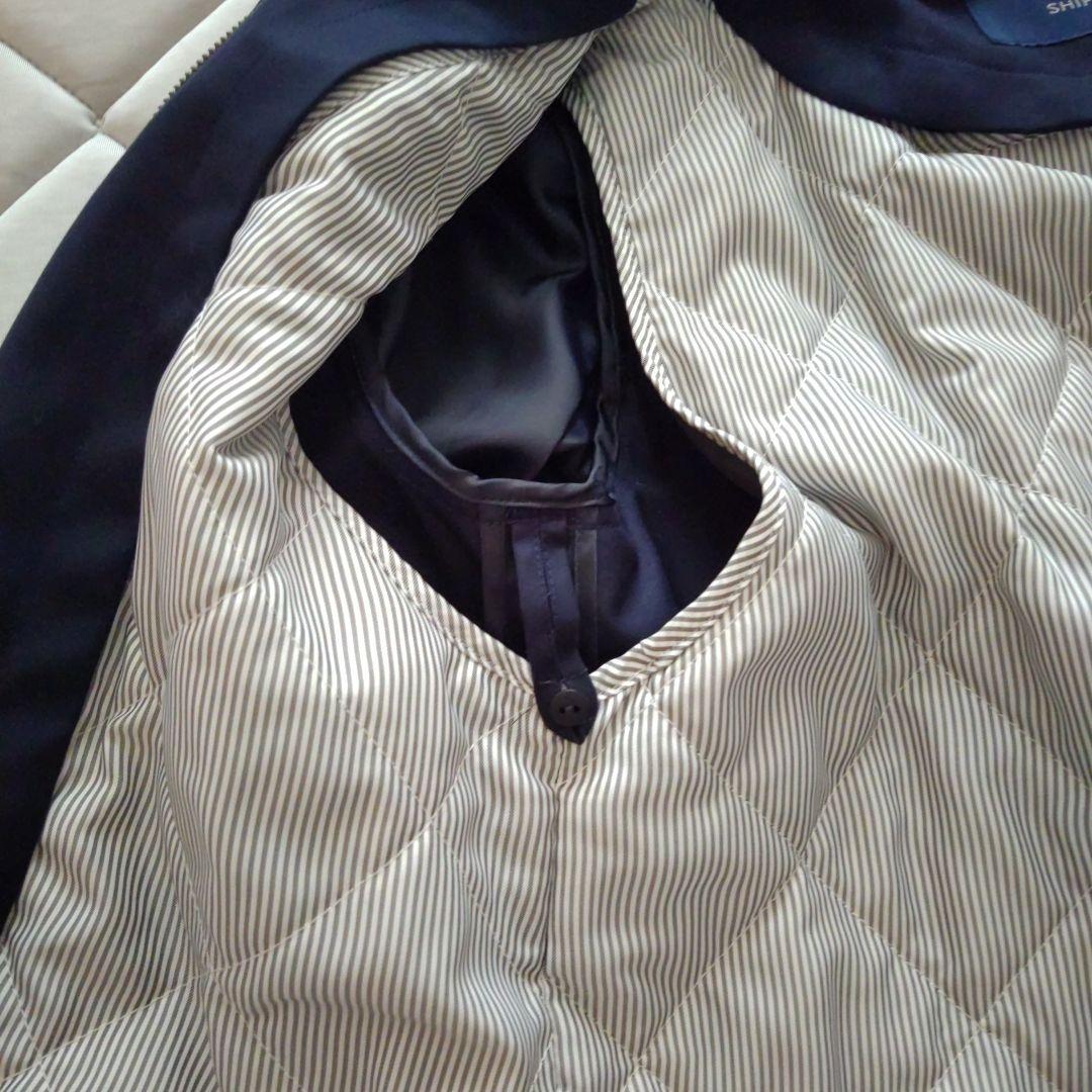 【美品】SHIPS ネイビー フード付きトレンチコート