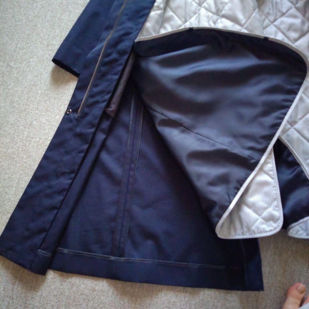 【美品】SHIPS ネイビー フード付きトレンチコート