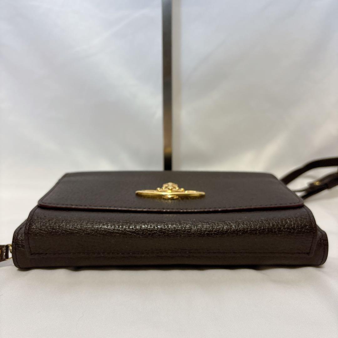 ヴィヴィアンウエストウッド ショルダーウォレット オーブ ブラウン レザー
